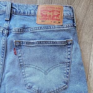Levi's 531 34 X 34 Athletic Slim Light Blue Jeans Zip Fly